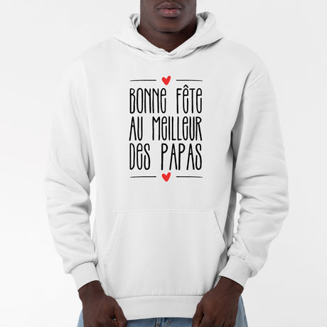 Sweat Capuche Adulte Bonne fête au meilleur des papas Blanc