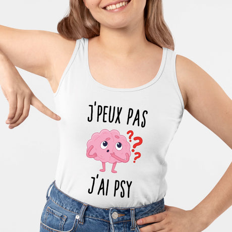 Débardeur Femme J'peux pas j'ai psy Blanc