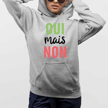 Sweat Capuche Adulte Oui mais non Gris