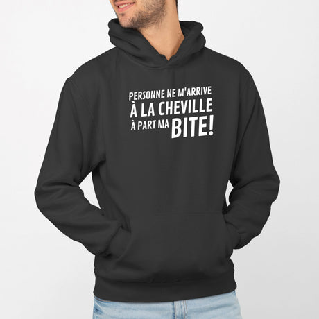 Sweat Capuche Adulte Personne ne m'arrive à la cheville Noir