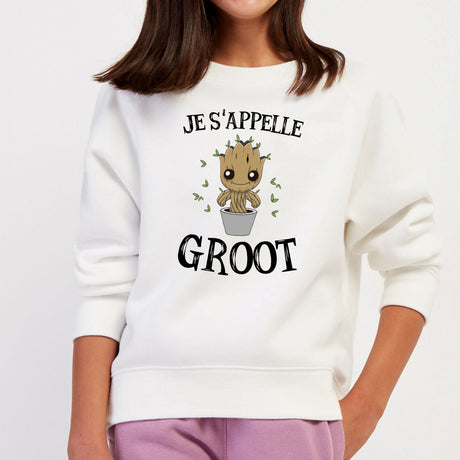 Sweat Enfant Je s'appelle Groot Blanc