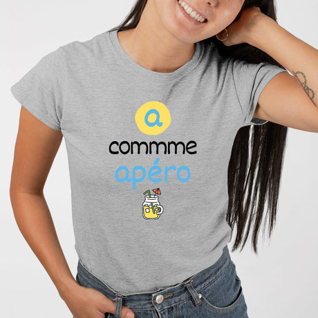 T-Shirt Femme A comme apéro Gris