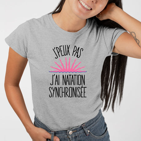 T-Shirt Femme J'peux pas j'ai natation synchronisée Gris