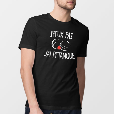 T-Shirt Homme J'peux pas j'ai pétanque Noir