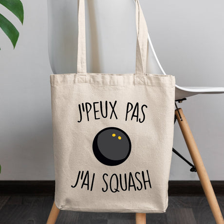 Tote bag J'peux pas j'ai squash Beige
