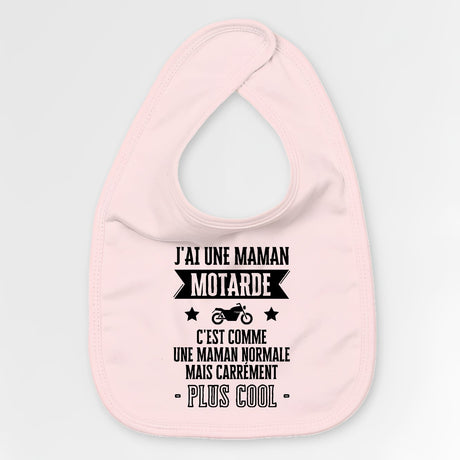 Bavoir Bébé J'ai une maman motarde Rose