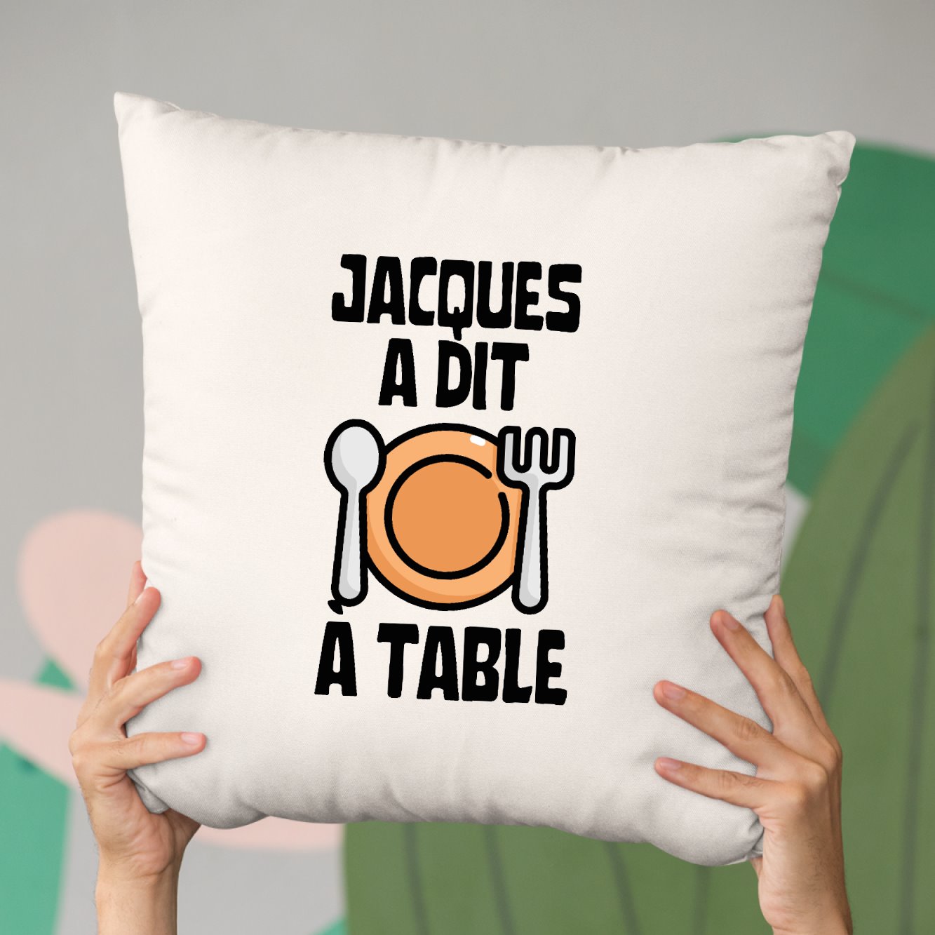 Coussin Jacques a dit à table Beige