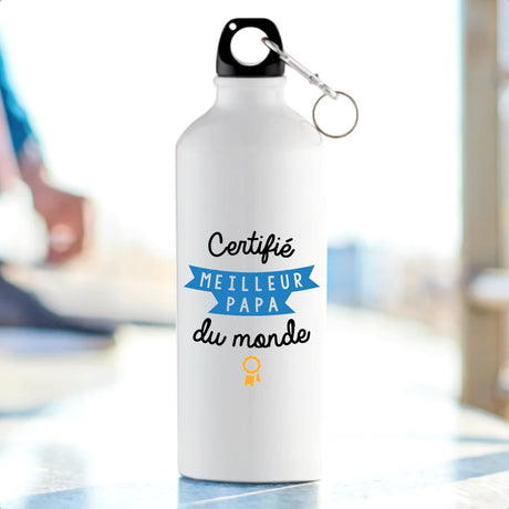Gourde Certifié meilleur papa du monde Blanc