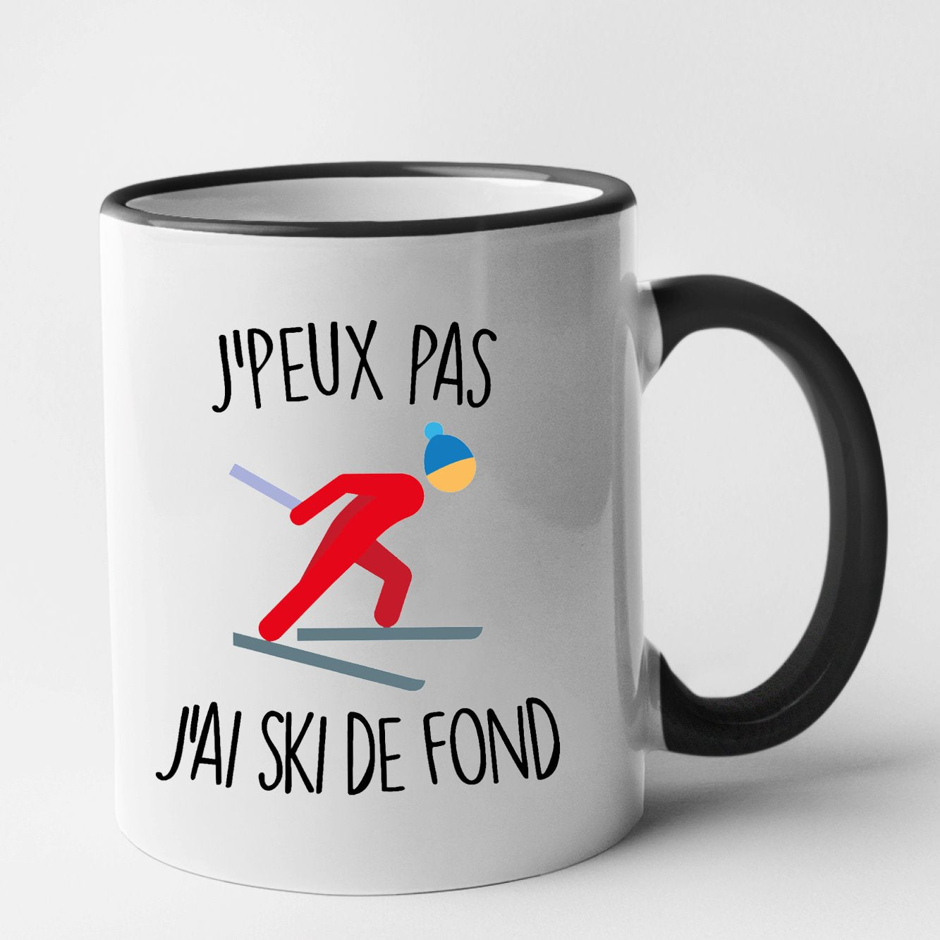 Mug J'peux pas j'ai ski de fond Noir