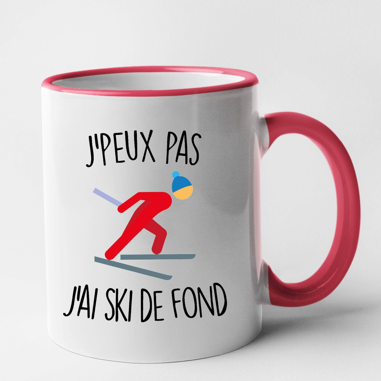 Mug J'peux pas j'ai ski de fond Rouge