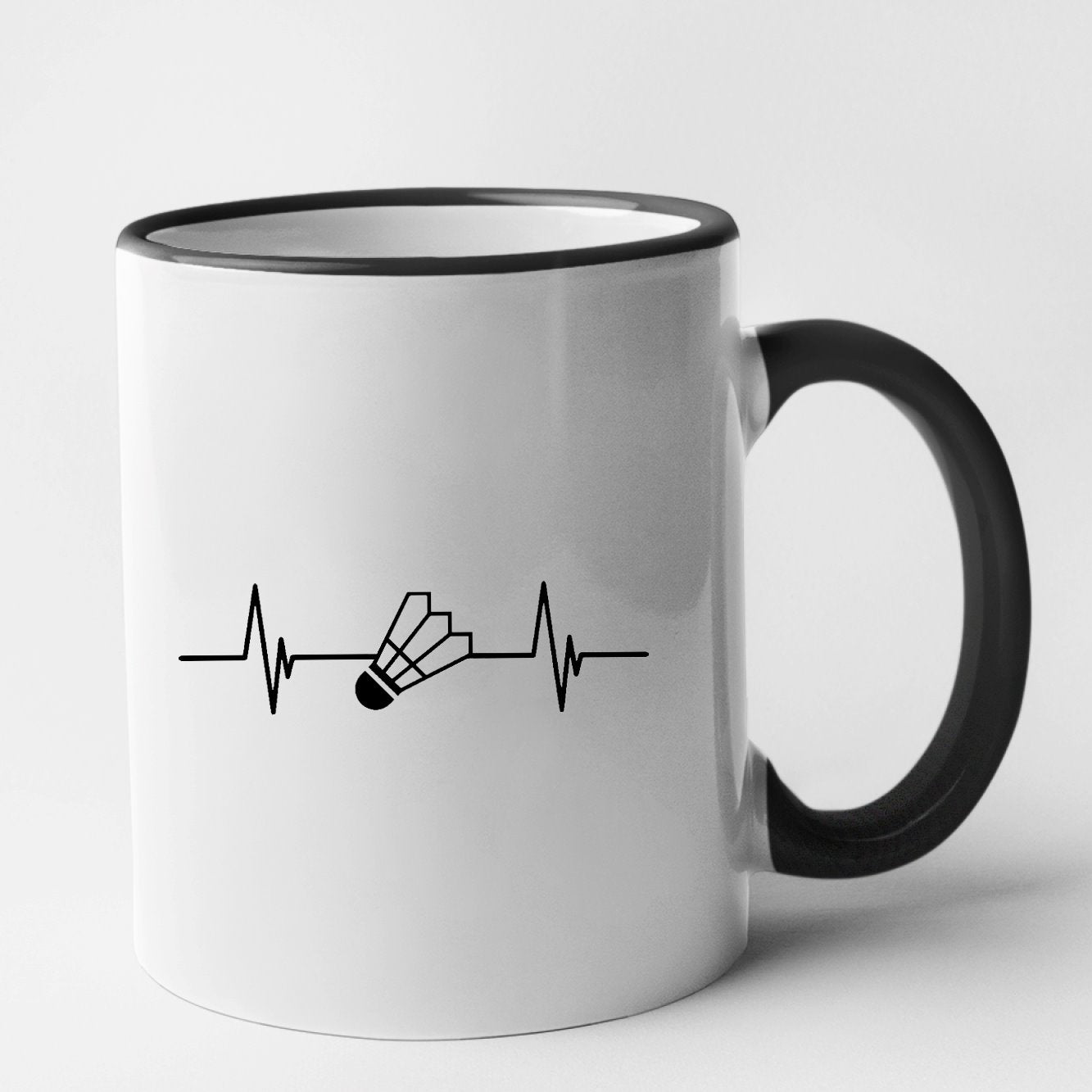 Mug Rythme cardiaque badminton Noir