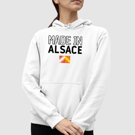 Sweat Capuche Adulte Made in Alsace Blanc