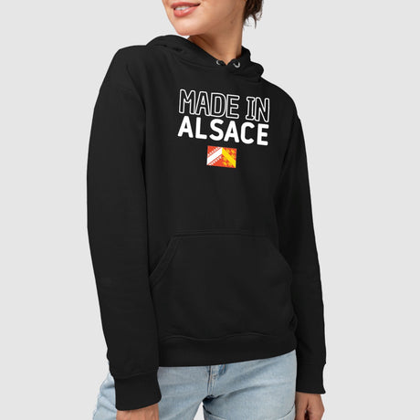 Sweat Capuche Adulte Made in Alsace Noir