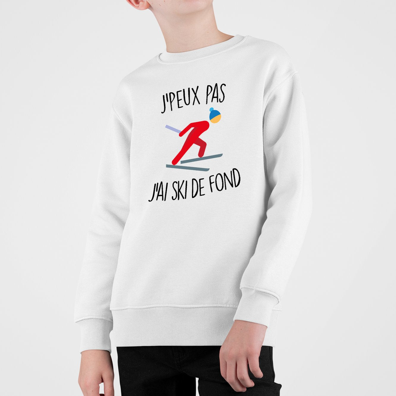 Sweat Enfant J'peux pas j'ai ski de fond Blanc