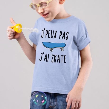 T-Shirt Enfant J'peux pas j'ai skate Bleu