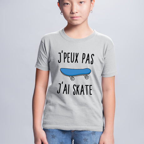 T-Shirt Enfant J'peux pas j'ai skate Gris