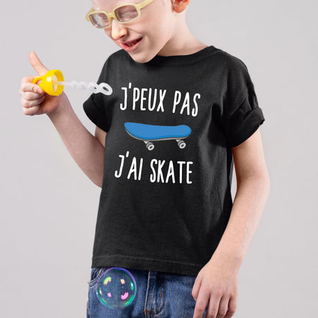 T-Shirt Enfant J'peux pas j'ai skate Noir
