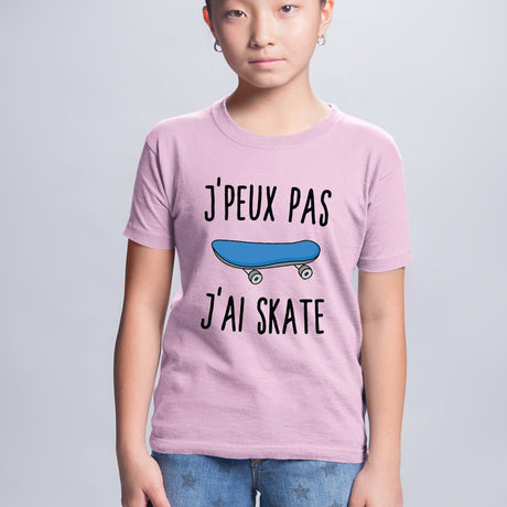 T-Shirt Enfant J'peux pas j'ai skate Rose