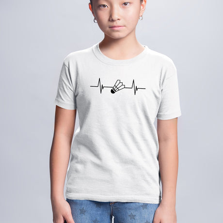 T-Shirt Enfant Rythme cardiaque badminton Blanc