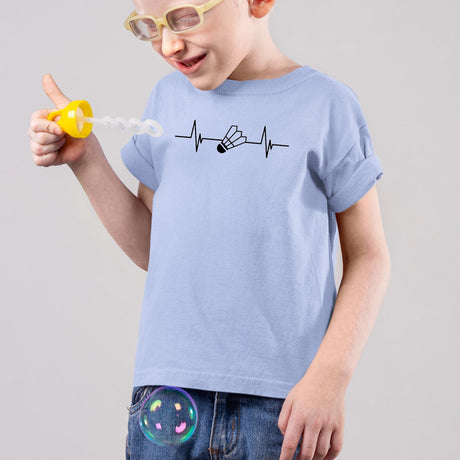 T-Shirt Enfant Rythme cardiaque badminton Bleu