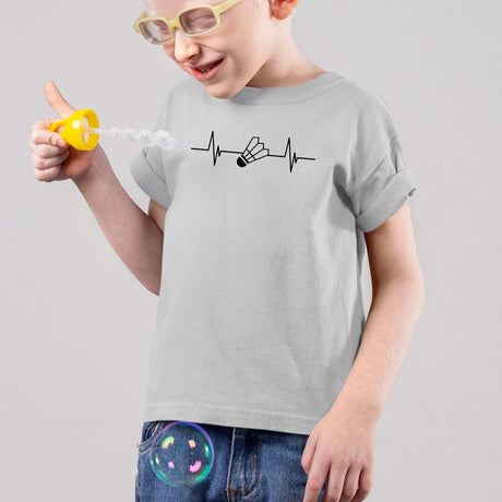 T-Shirt Enfant Rythme cardiaque badminton Gris