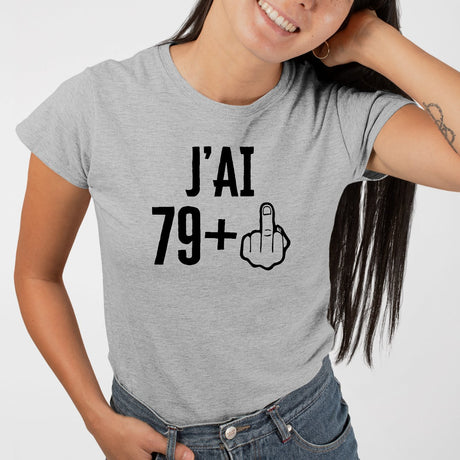 T-Shirt Femme J'ai 80 ans 79 + 1 Gris