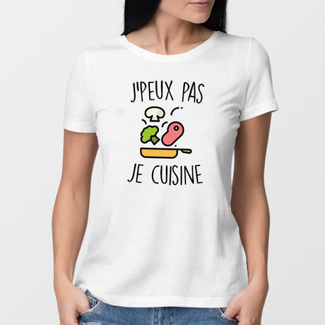 T-Shirt Femme J'peux pas je cuisine Blanc