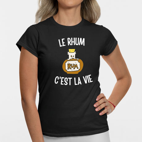 T-Shirt Femme Le rhum c'est la vie Noir