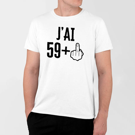 T-Shirt Homme J'ai 60 ans 59 + 1 Blanc