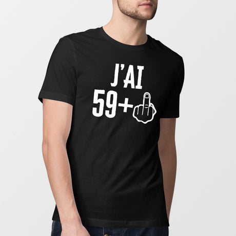 T-Shirt Homme J'ai 60 ans 59 + 1 Noir
