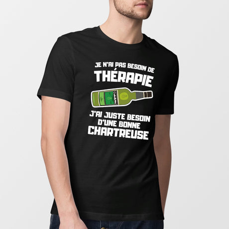T-Shirt Homme Je n'ai pas besoin de thérapie juste d'une chartreuse Noir