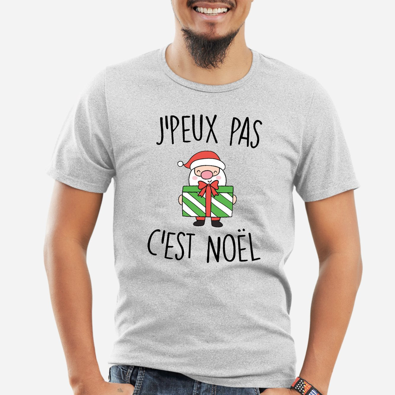 T-Shirt Homme J'peux pas c'est Noël Gris