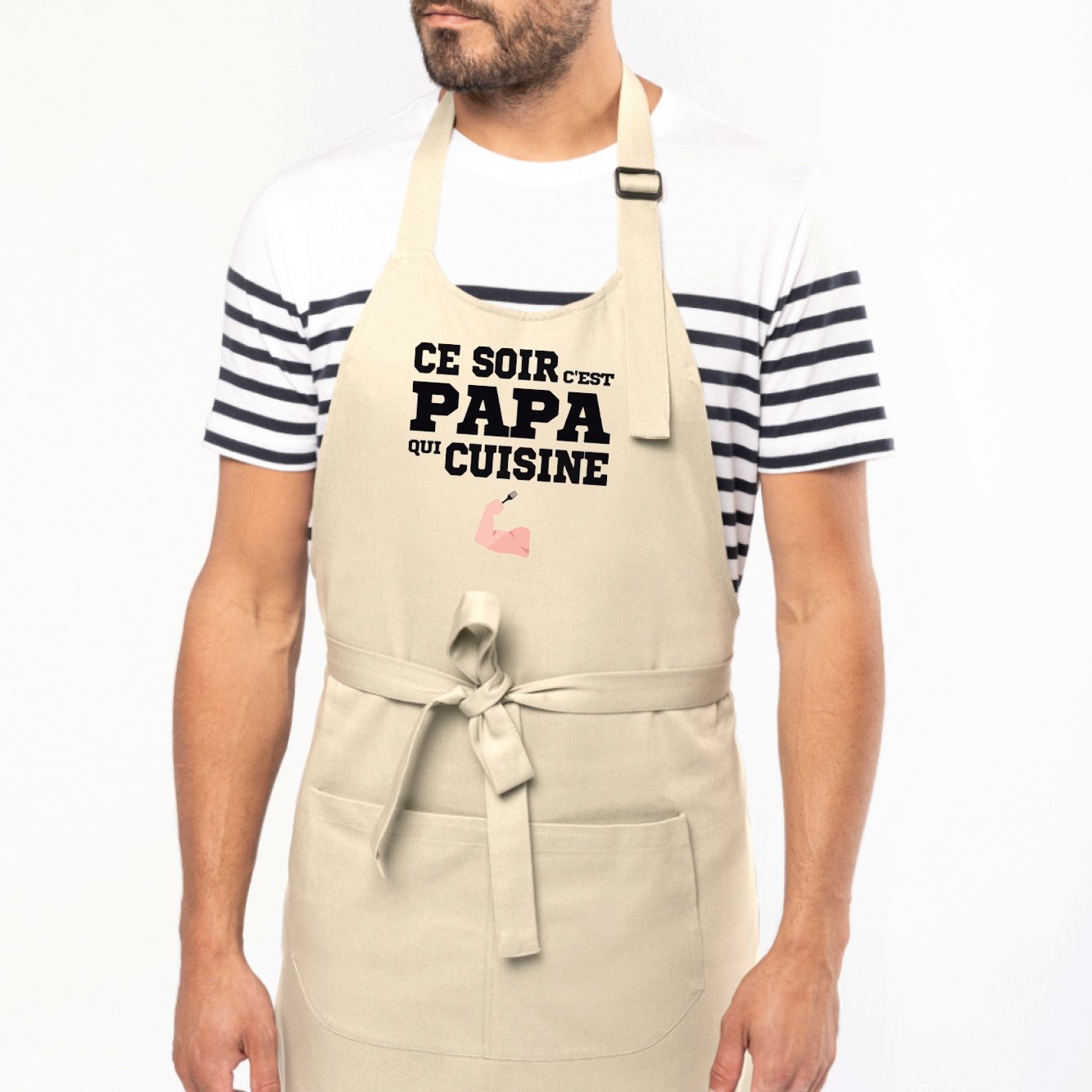 Tablier Ce soir c'est papa qui cuisine Beige