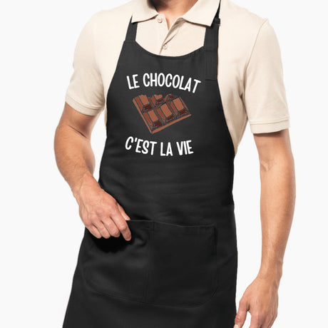 Tablier Le chocolat c'est la vie Noir
