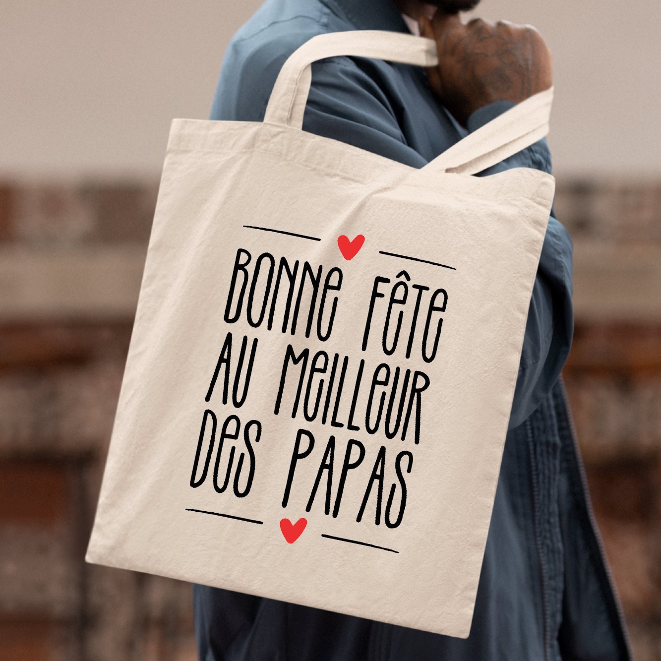 Tote bag Bonne fête au meilleur des papas Beige