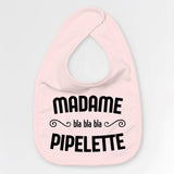 Bavoir Bébé Madame pipelette Rose