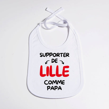 Bavoir Bébé Supporter de Lille comme papa Blanc