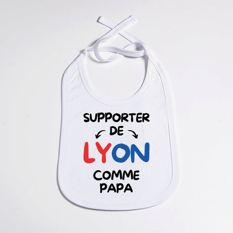 Bavoir Bébé Supporter de Lyon comme papa Blanc