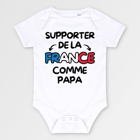 Body Bébé Supporter de la France comme papa Blanc