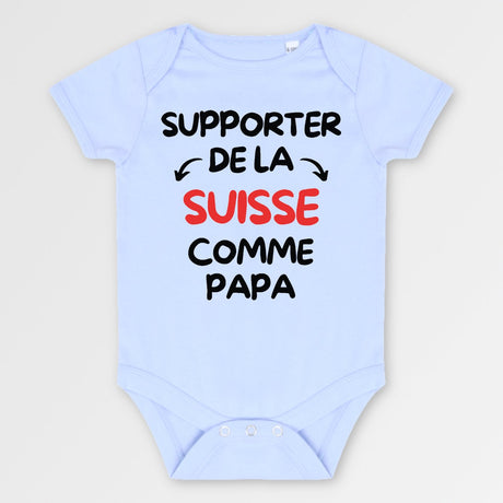 Body Bébé Supporter de la Suisse comme papa Bleu