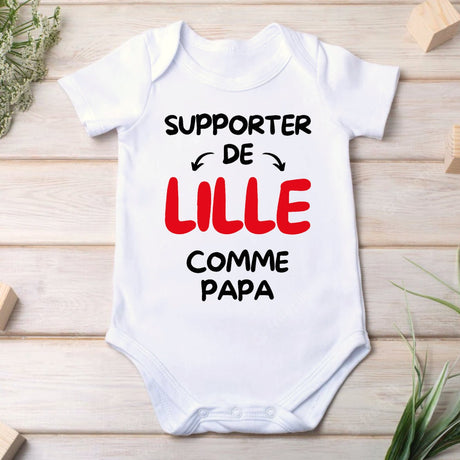 Body Bébé Supporter de Lille comme papa Blanc