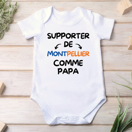 Body Bébé Supporter de Montpellier comme papa Blanc