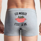 Boxer Homme Les moules c'est la vie Gris