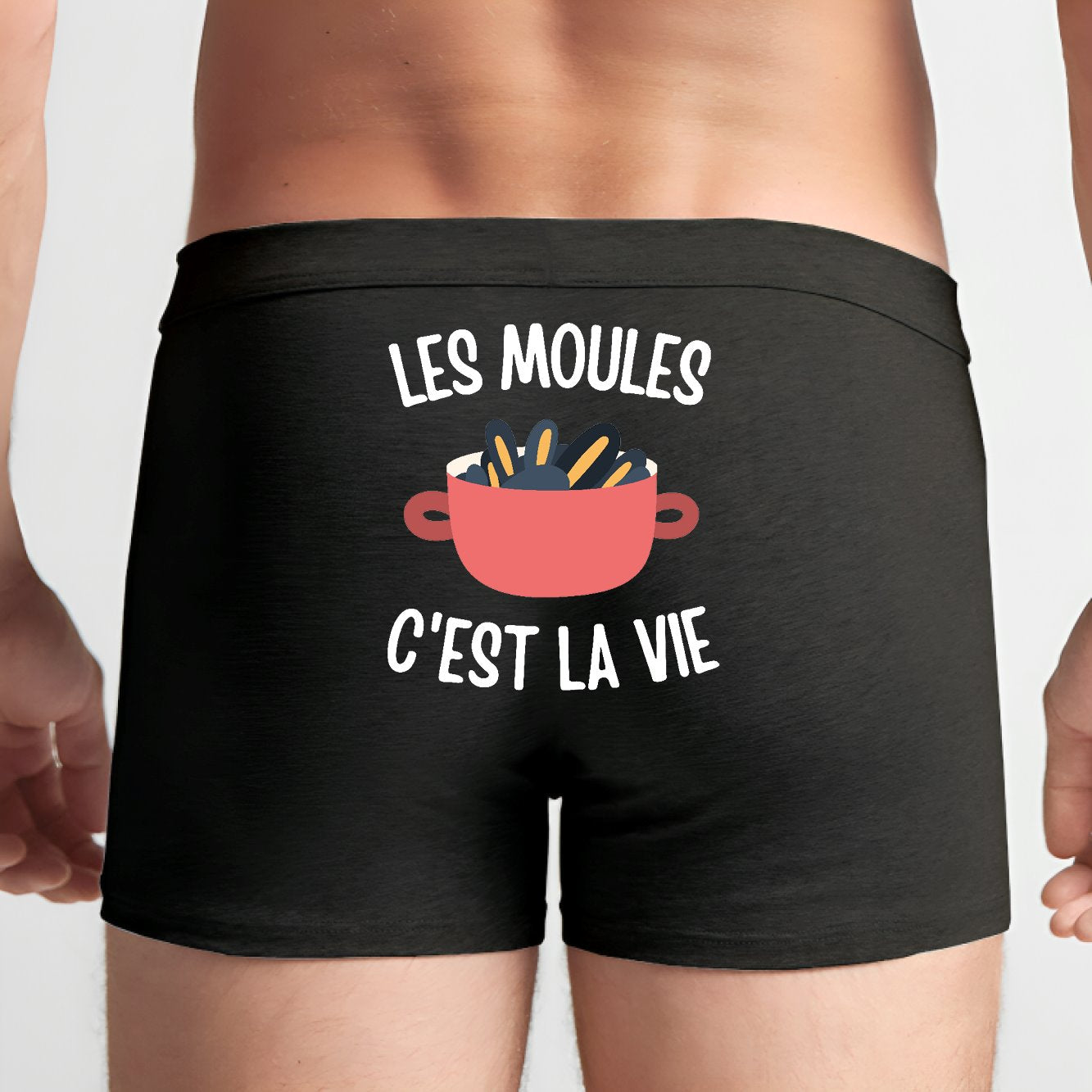 Boxer Homme Les moules c'est la vie Noir