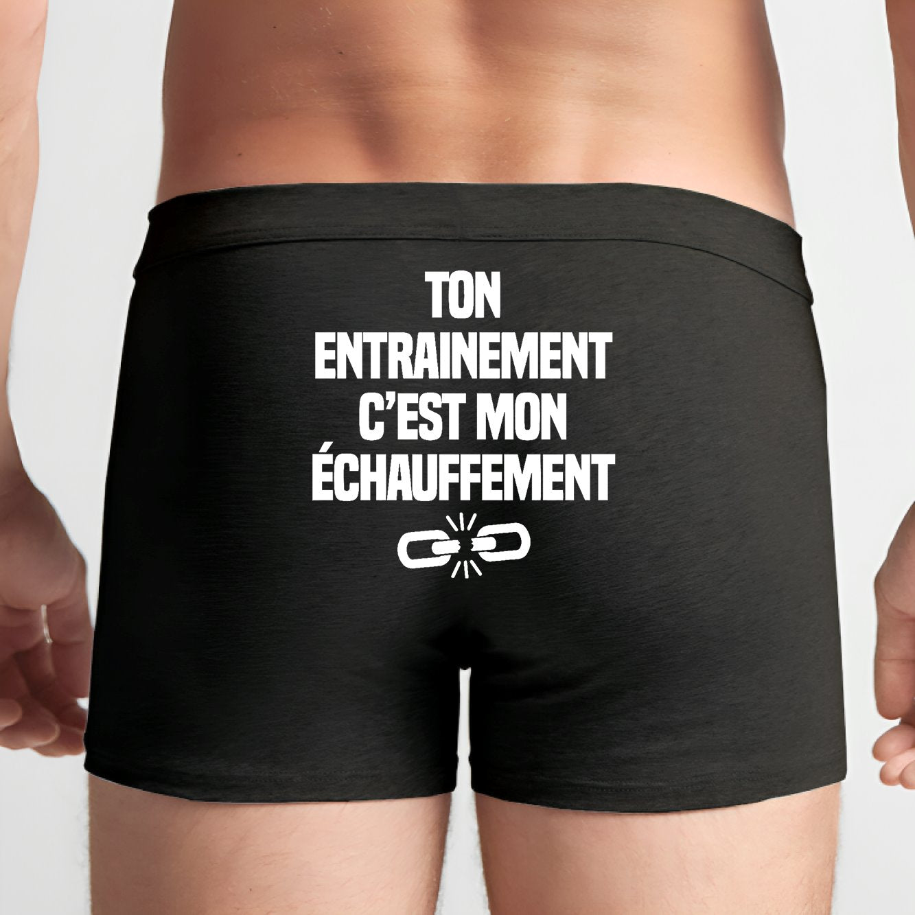 Boxer Homme Ton entraînement c'est mon échauffement Noir