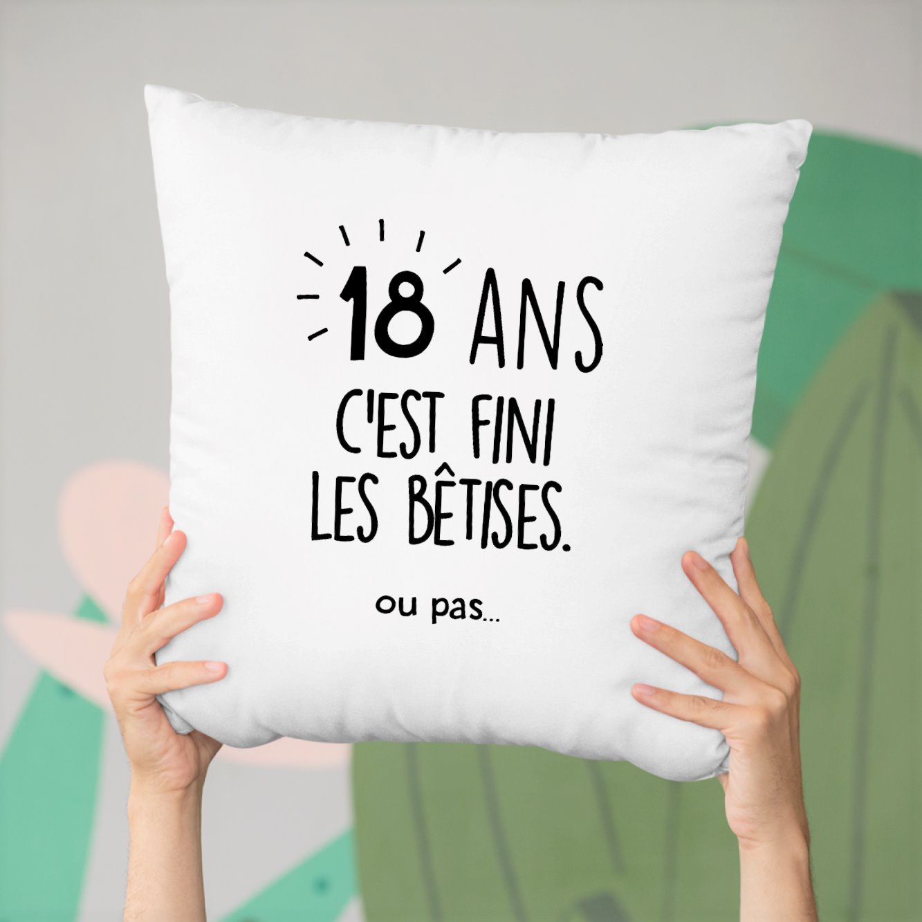 Coussin Anniversaire 18 ans Blanc