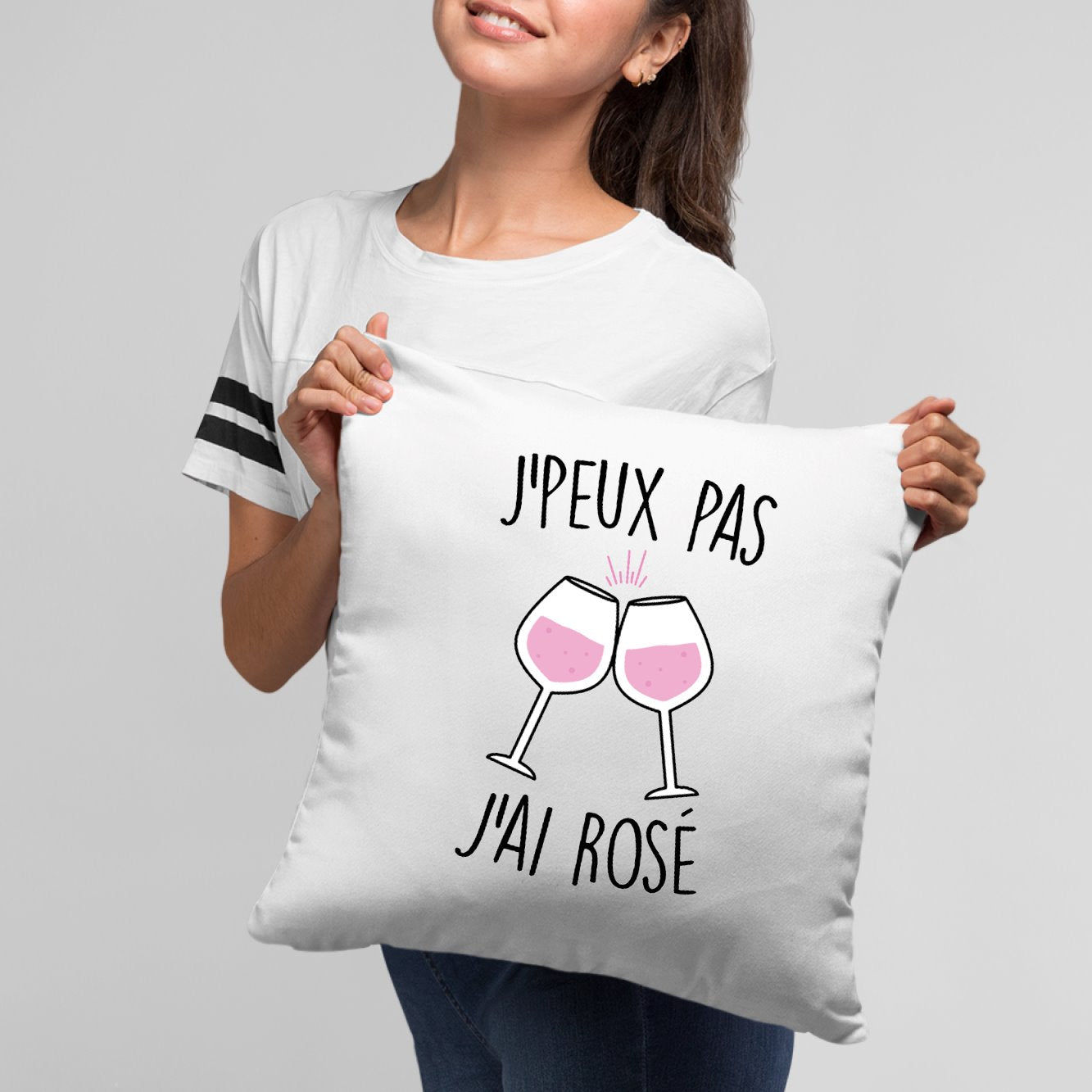 Coussin J'peux pas j'ai rosé Blanc