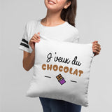 Coussin J'veux du chocolat Blanc