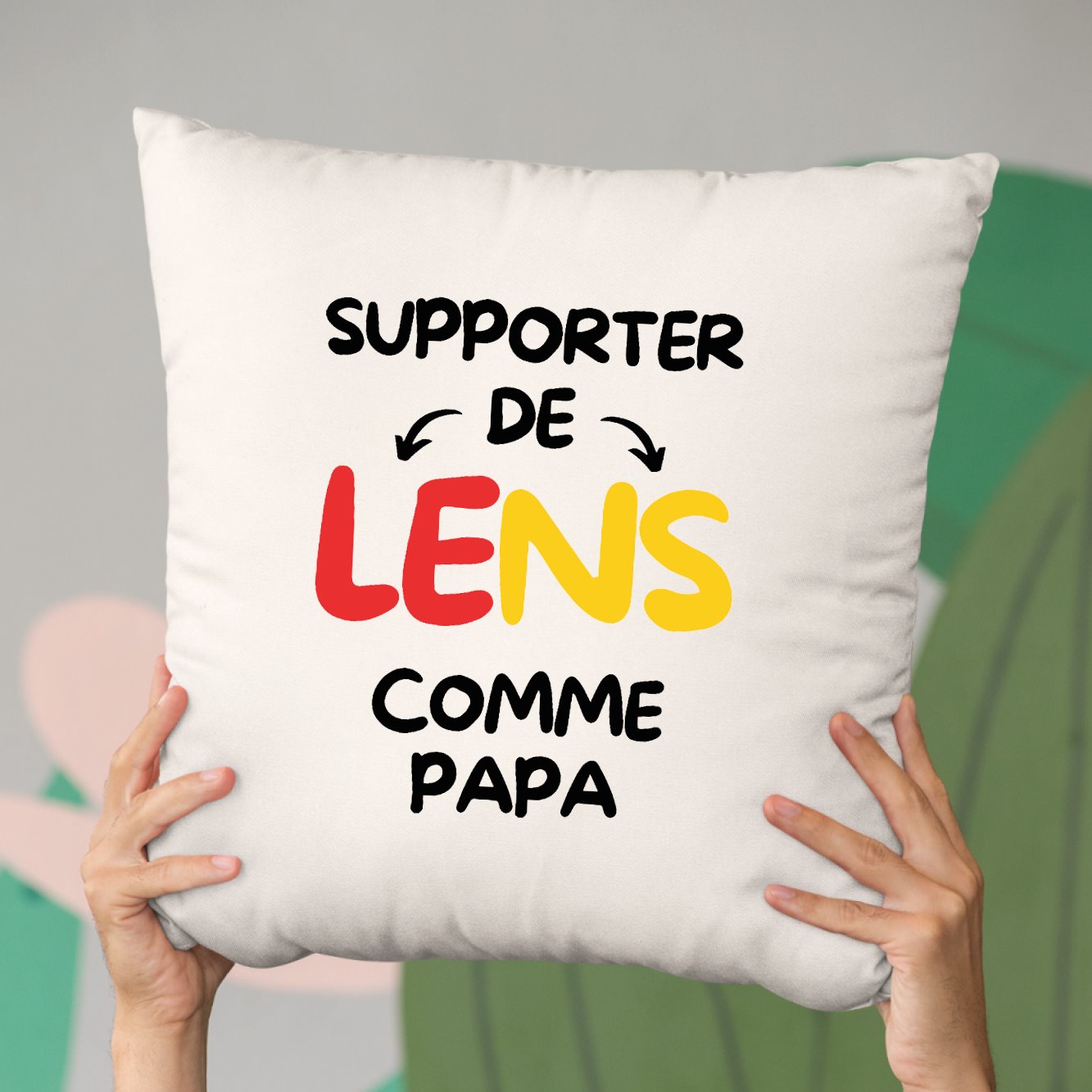 Coussin Supporter de Lens comme papa Beige