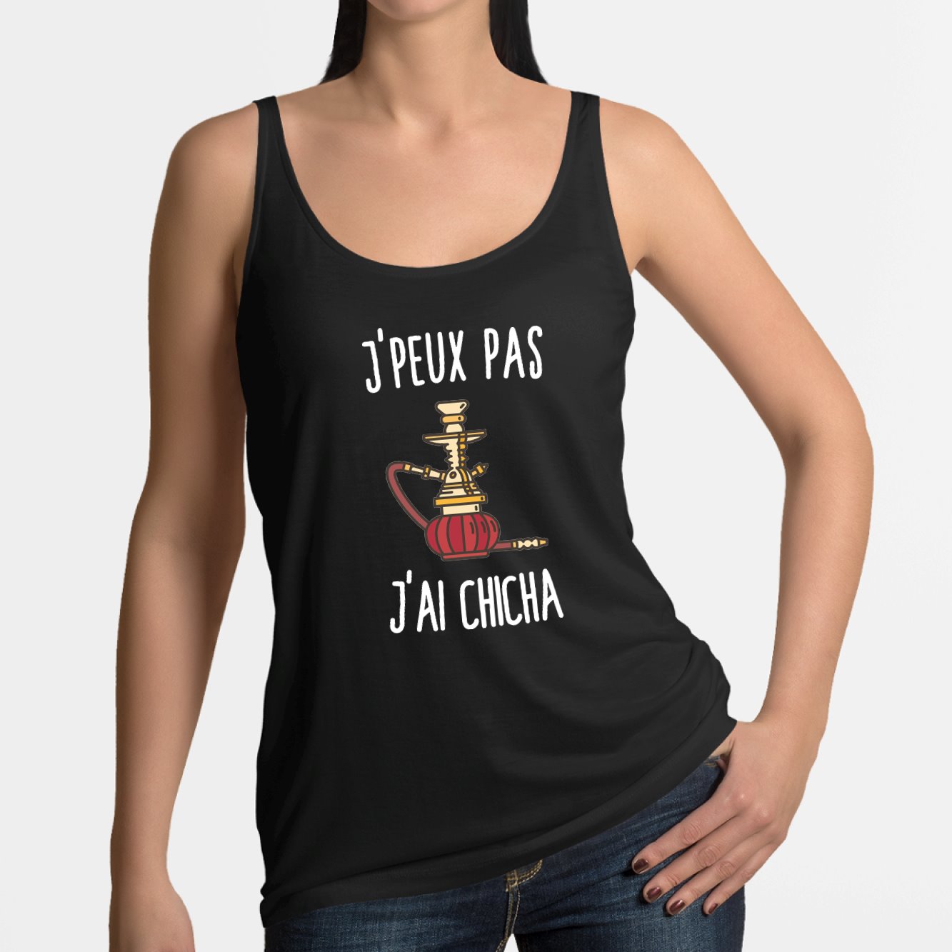 Débardeur Femme J'peux pas j'ai chicha Noir